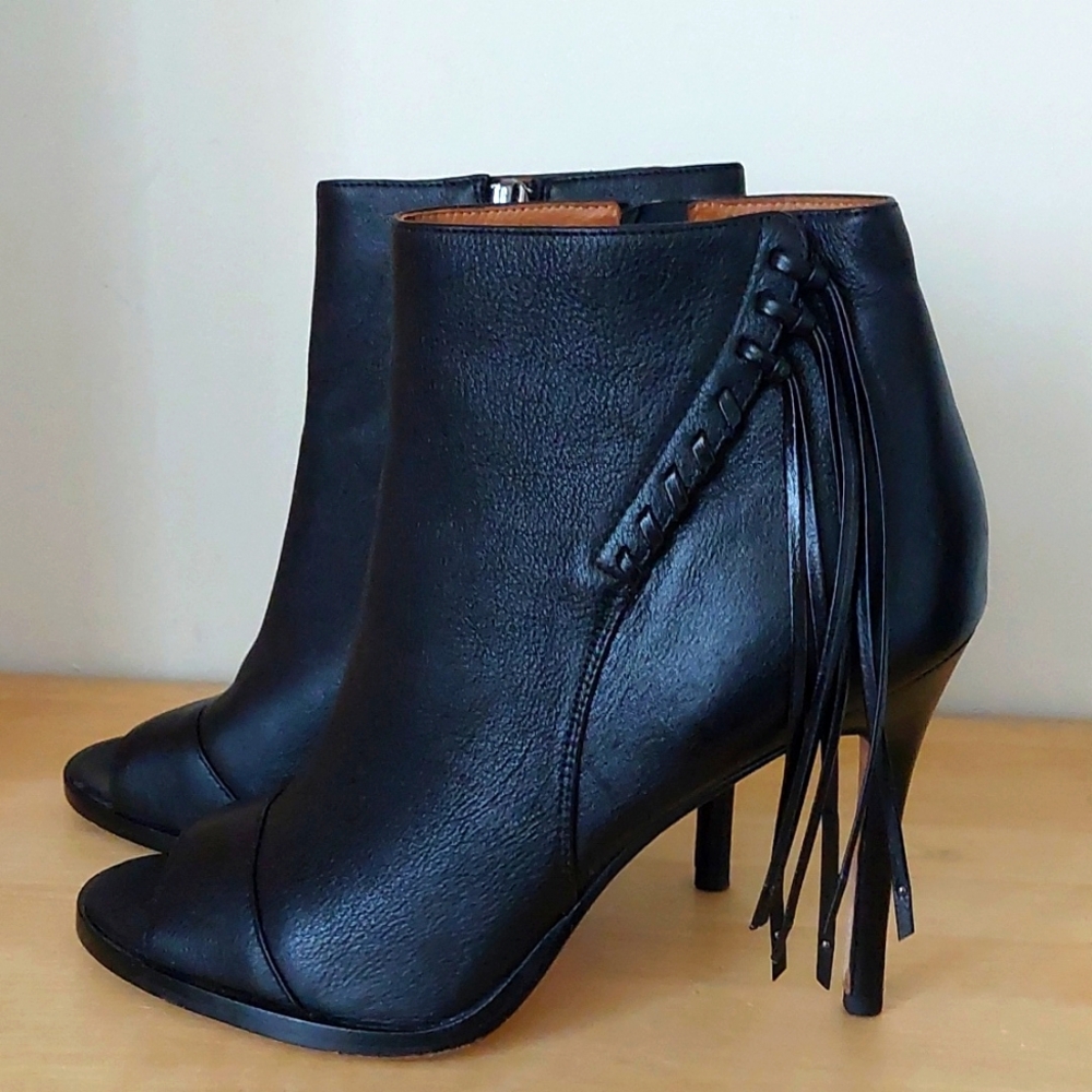 Coach open toe high heel ankle boots
